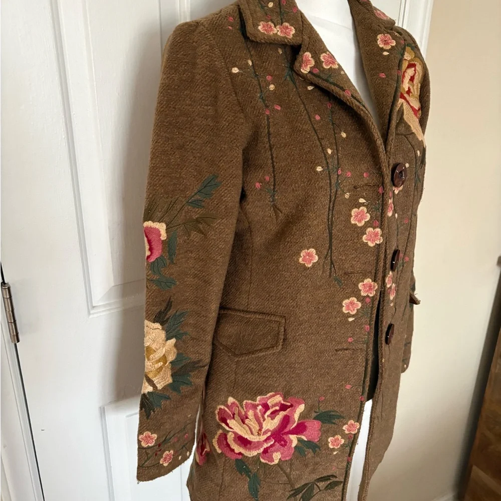 100% Wool Bohemian embroidery cottagecore coat - Picture 14 of 14